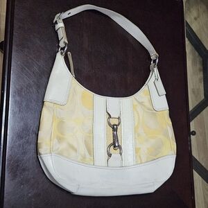Coach Yellow and Cream Shoulder Bag